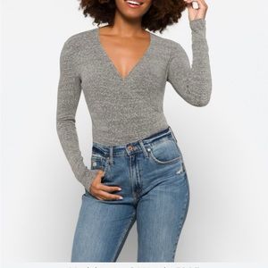 Madewell grey long sleeve body suit